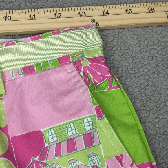 Vintage Lilly Pulitzer Golf Pants Size 0 Pink Green Retro White Label Patchwork - Picture 10 of 14